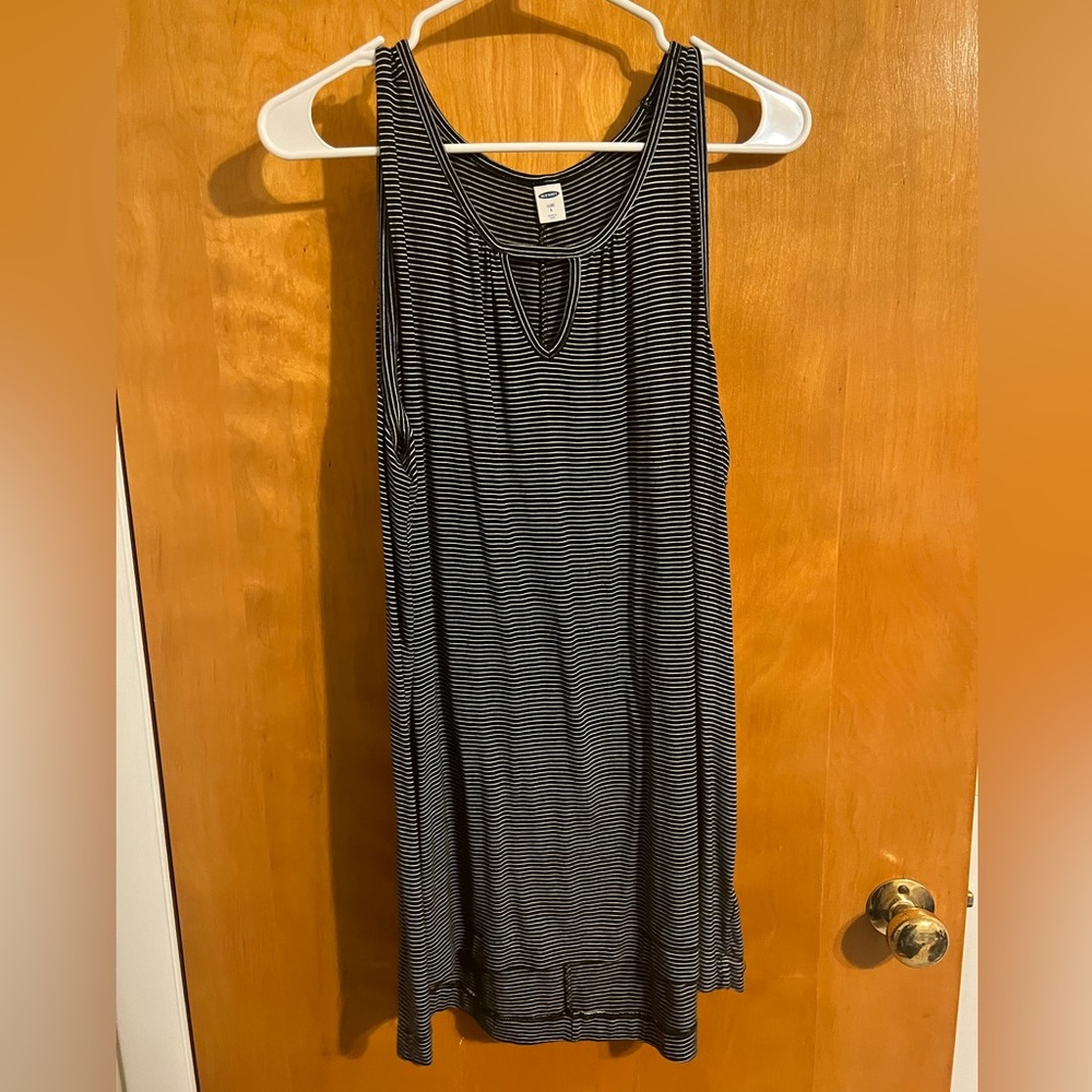 Old Navy Black/White Striped Tunic Tank